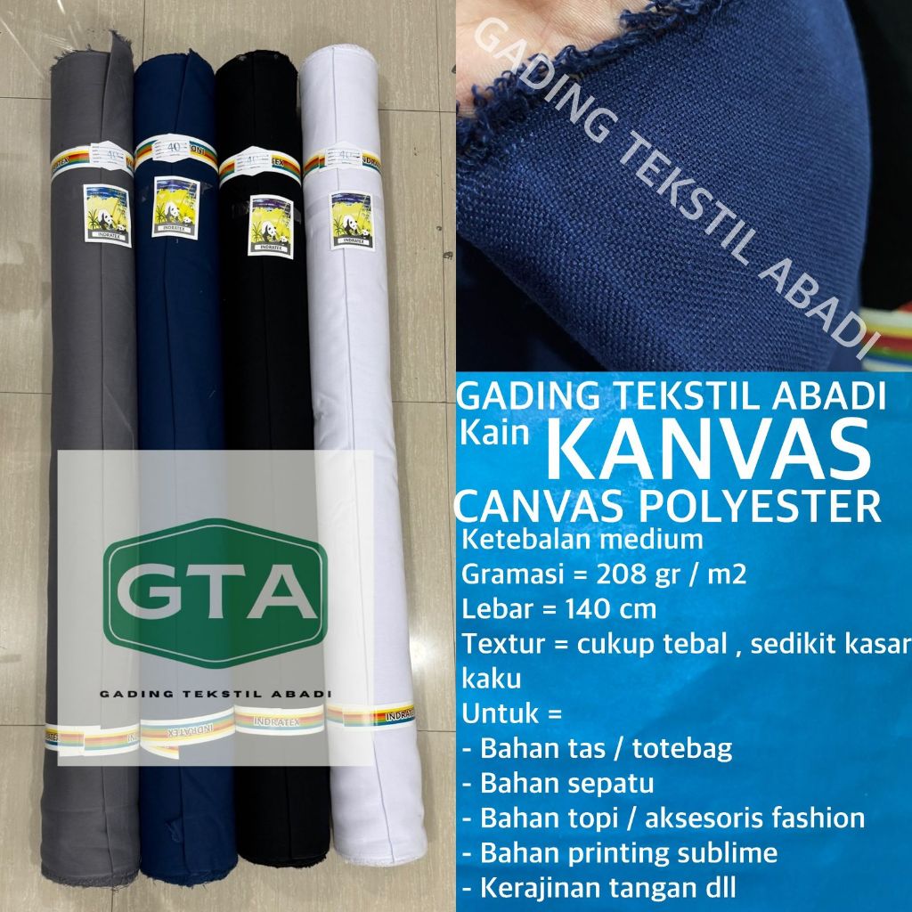 ( per 1 roll ) kain kanvas canvas polyester lebar 140 cm ketebalan medium bahan tas tote bag alas se