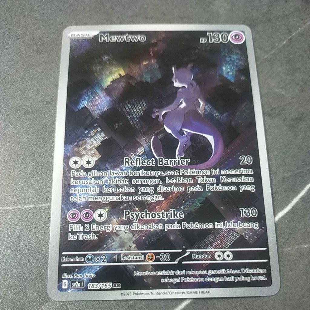 Kartu Pokemon 151 Mewtwo AR 151 TCG indonesia no pikachu kondisi NM + sleeve + toploader