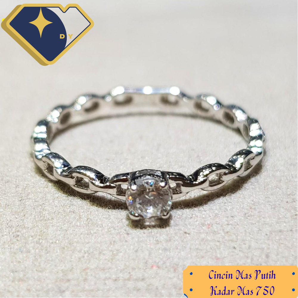 Cincin mas Putih Permata Zirconia Terbaru Kadar mas 750