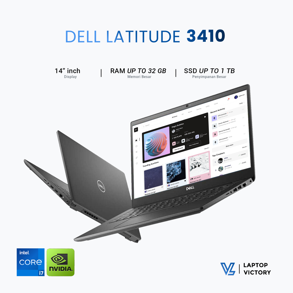 Dell 3410 i7 Gen 10 Dual VGA 16GB SSD 1TB | Laptop Bekas Stabil | Bonus Tas Mouse | Mulus Bergaransi
