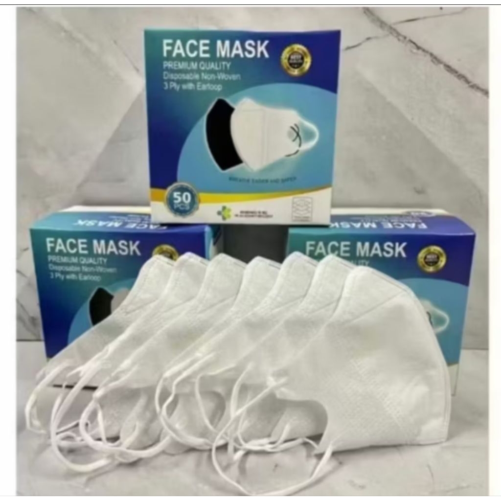 MASKER DUCKBILL FACEMASK HITAM PUTIH GARIS 3 PLY DUCKBILL FACEMASK 1 PACK (ISI 25 PCS) NO kotak