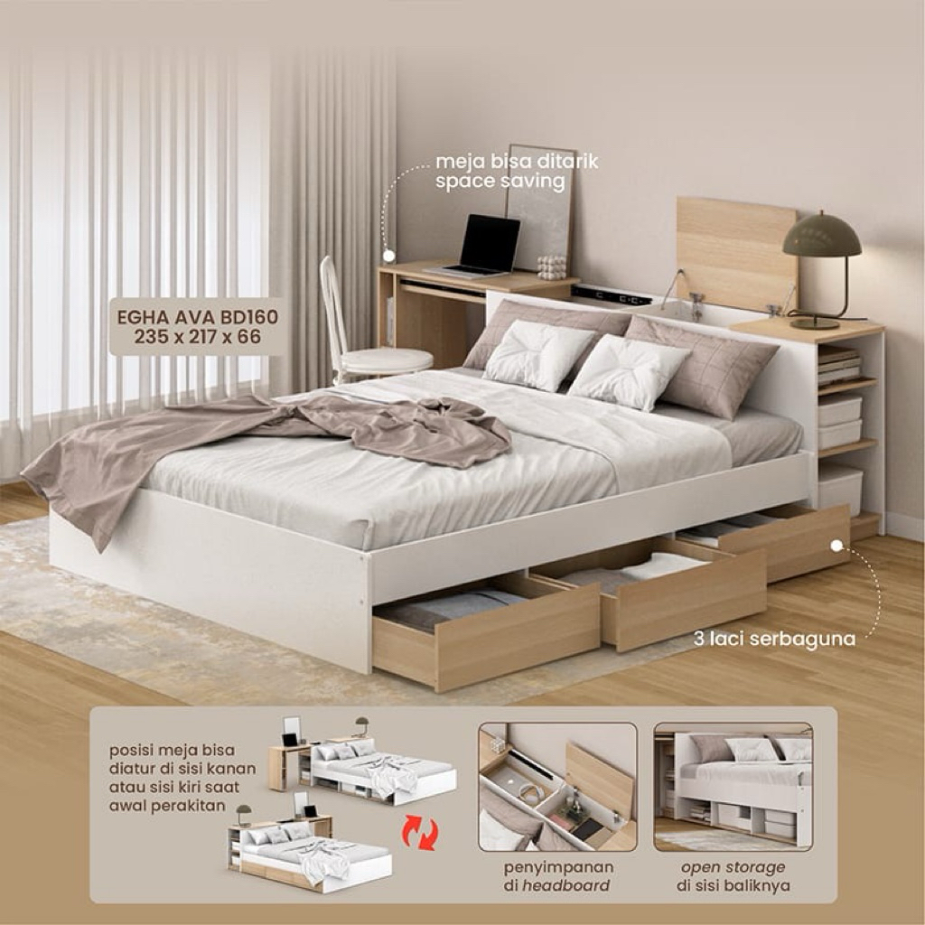 divan laci meja kerja egha bd 160 pira