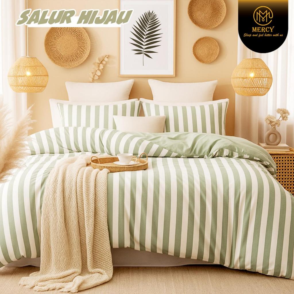 [Katun Lokal] Bahan Kain Sprei Motif SALUR IJO