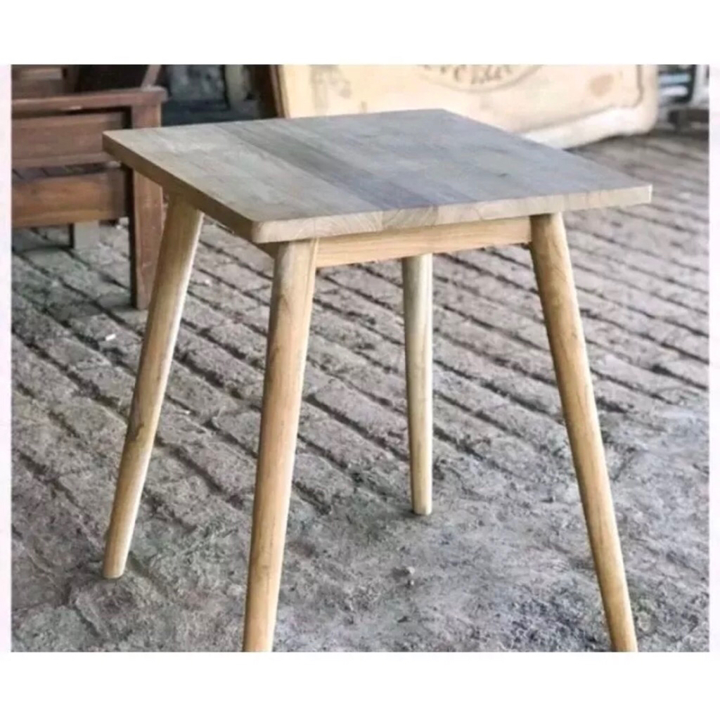 Meja teras minimalis kayu jati | Meja kotak minimalis bubut | Meja makan ropan kayu jati |READY STOC