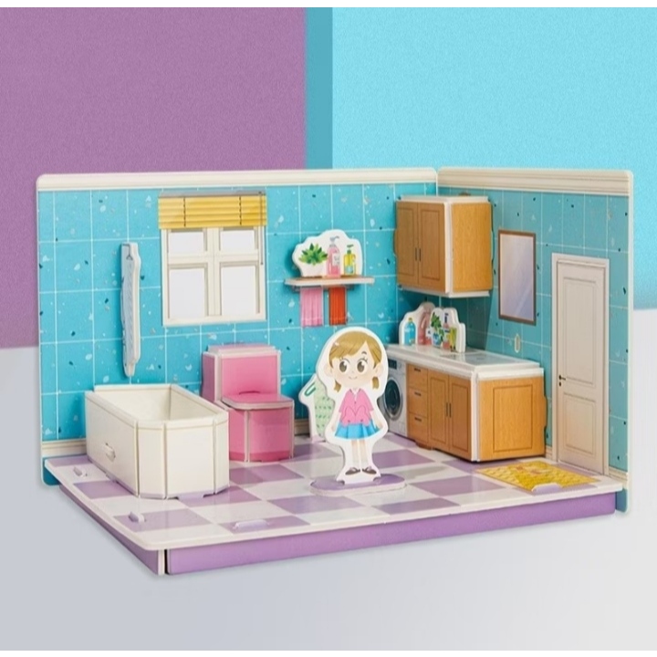 Mainan Puzzle 3D Edukasi Anak Miniatur Ruangan Rumah (BP-BPan)