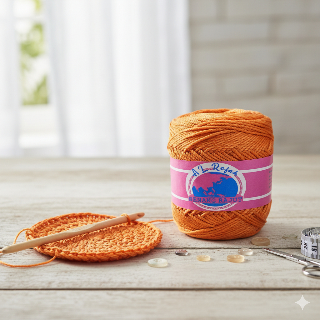 ALRAFAH - BENANG RAJUT POLY KILAP OREN