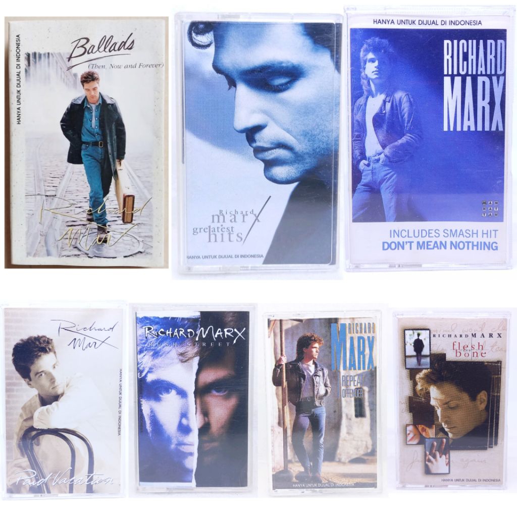 Kaset pita RICHARD MARX - greatest hits - rush street - flesh and bone - paid vacation - self titled
