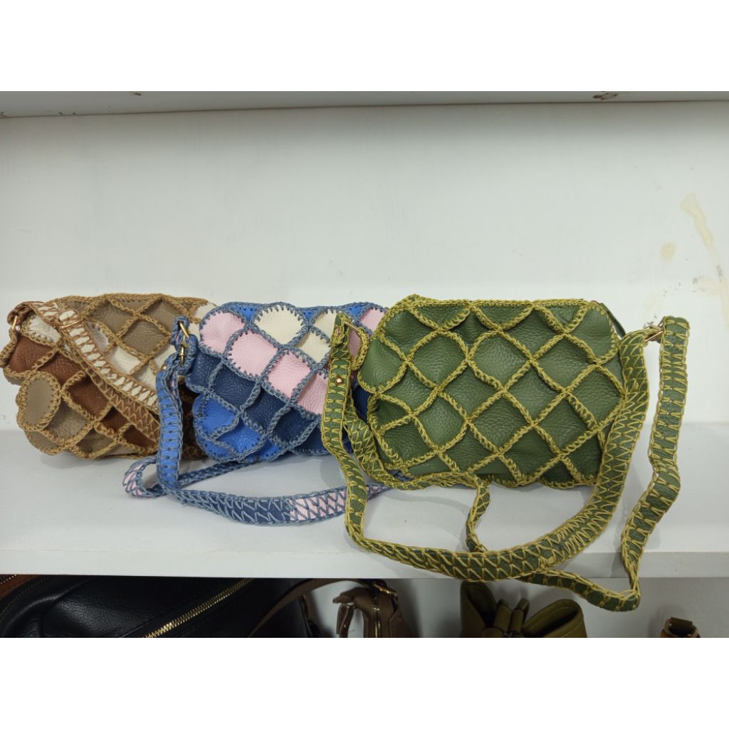 Tas perca kulit sapi asli garut tas selempang wanita