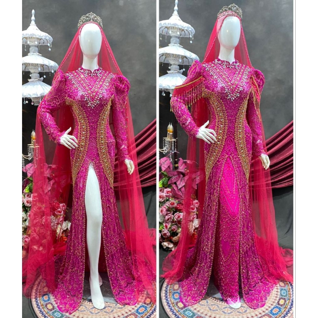 Gaun Belah Depan Set Rok Span