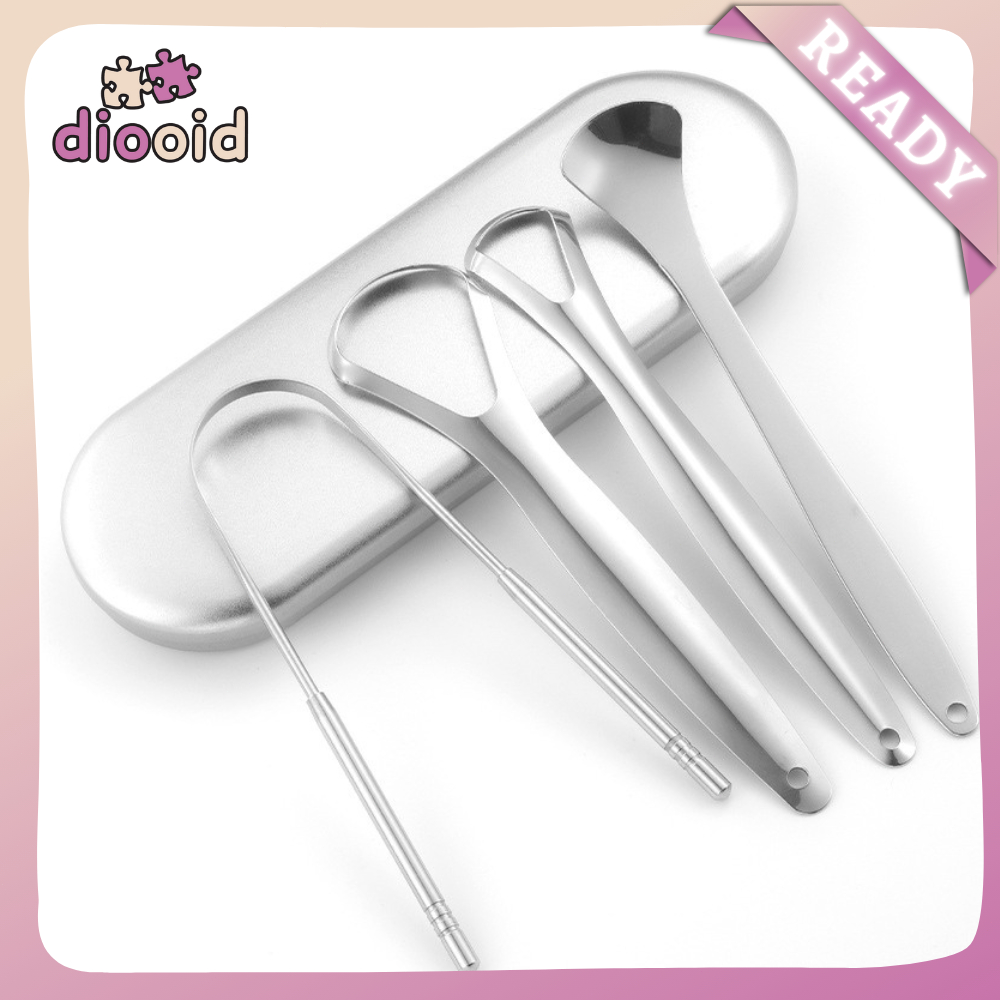 [Ready]4In1 Alat Pembersih Kotoran Lidah / Scraper lidah Alat Sikat Lidah Stainles