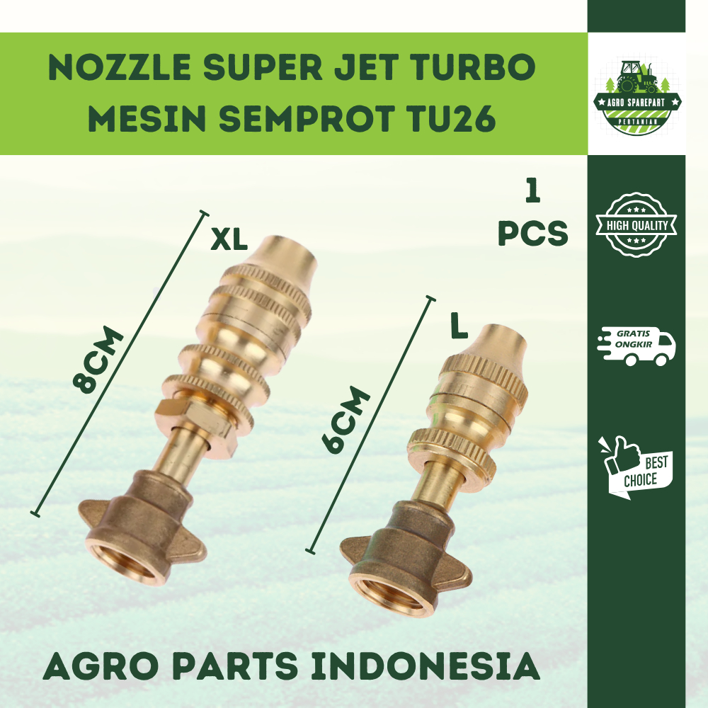 Nozzle Super Jet Turbo TU26 Spuyer Kuningan Nosel Kabut High Pressure Sprayer Mesin Semprot Hama