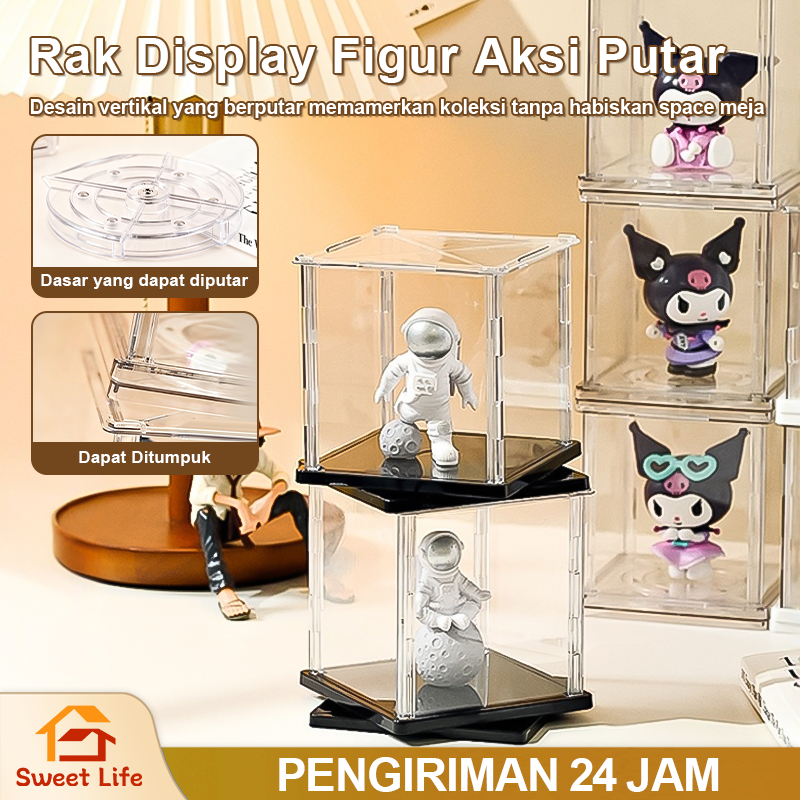 Sweet Life_ Kotak Digital Mini Acrylic Display Box Anti-Dust Kotak Pajangan Akrilik Transparan, Rak 