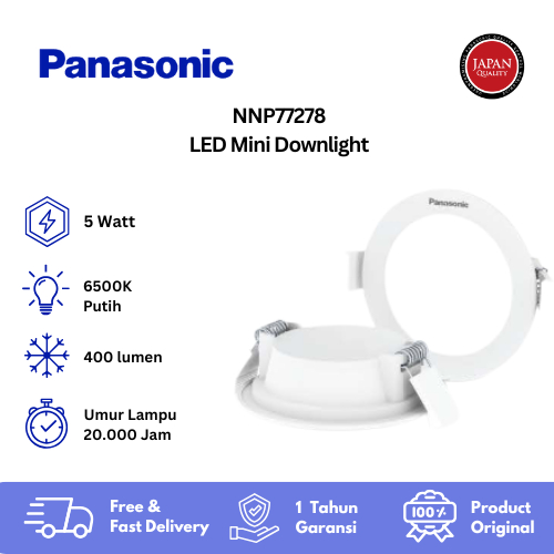 Panasonic LED Mini Downlight 5 Watt Cahaya Putih - NNP77278