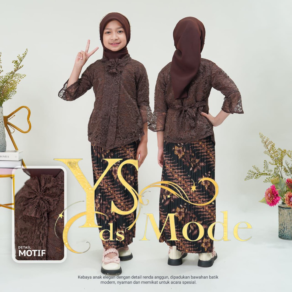 Kebaya anak ENCIM BROKAT Baju anak SD kebaya anak perempuan kartini wisuda 5-12 tahun