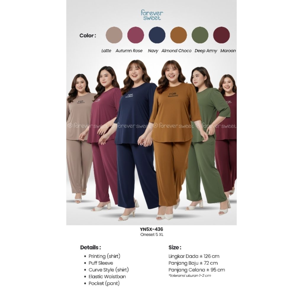 FOREVER SWEET ONESET JUMBO TANGAN PENDEK CELANA PANJANG ukuran 5XL