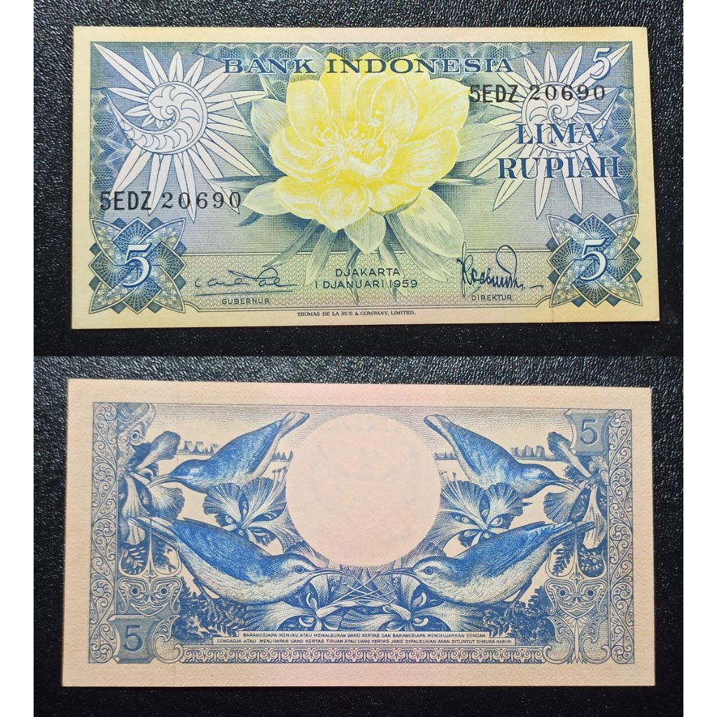 uang kuno Indonesia 5 rp tahun 1959 p2282