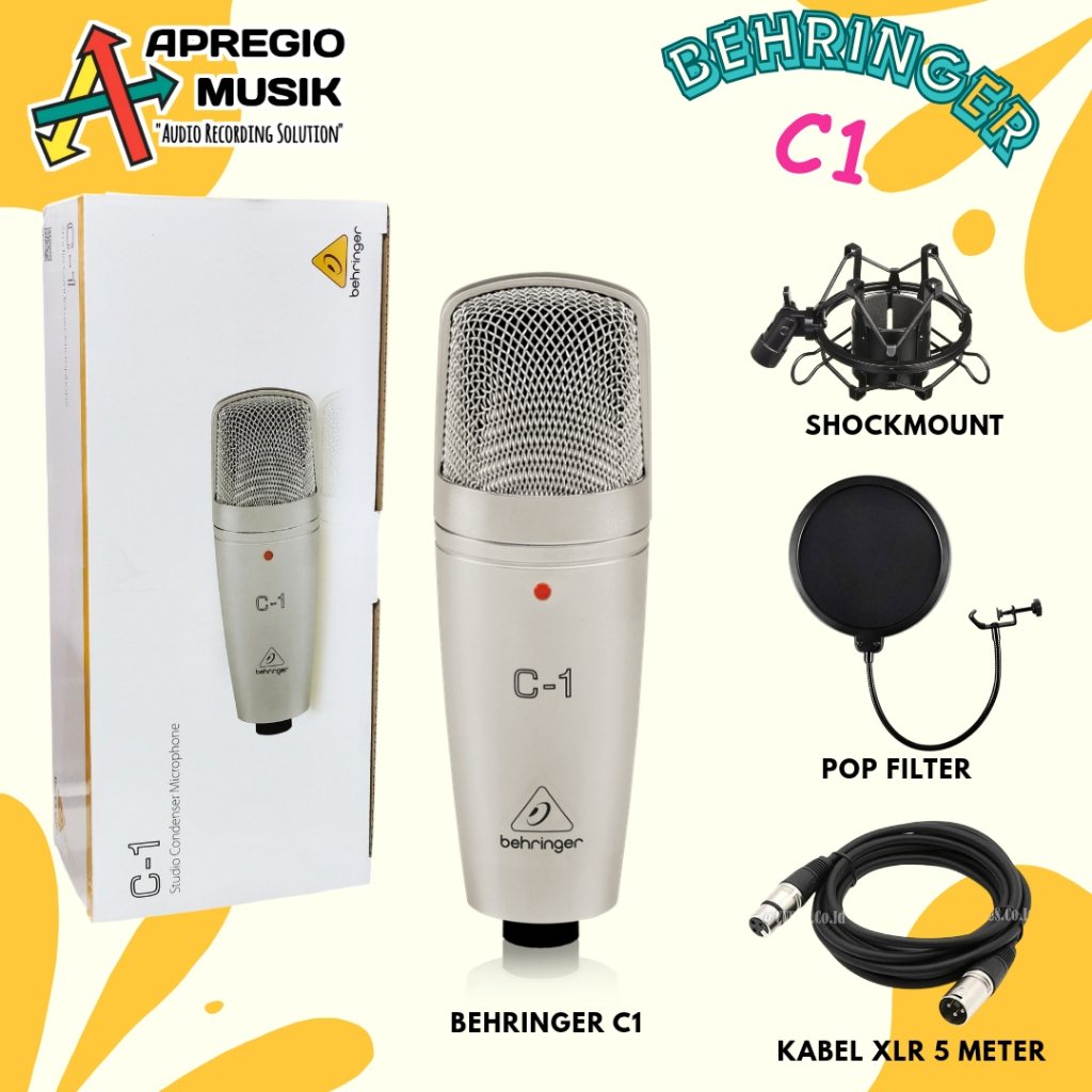 Behringer C1 C-1 microphone Mic condensor paket lengkap studio recording vocal
