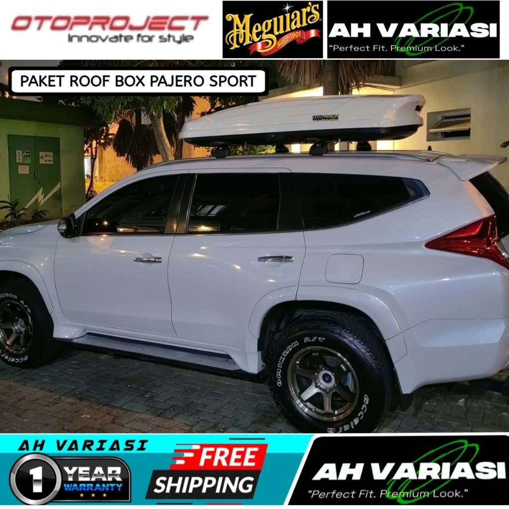 Otoproject Paket Roof Box Solitaire 550L + Cross Bar Premium Khusus Pajero Sport 2016-2025
