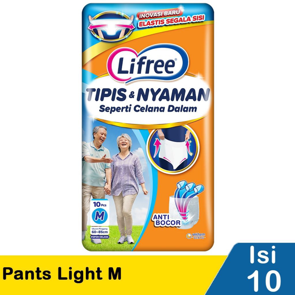 Lifree Tipis & Nyaman Popok Celana Dewasa M 10 pcs