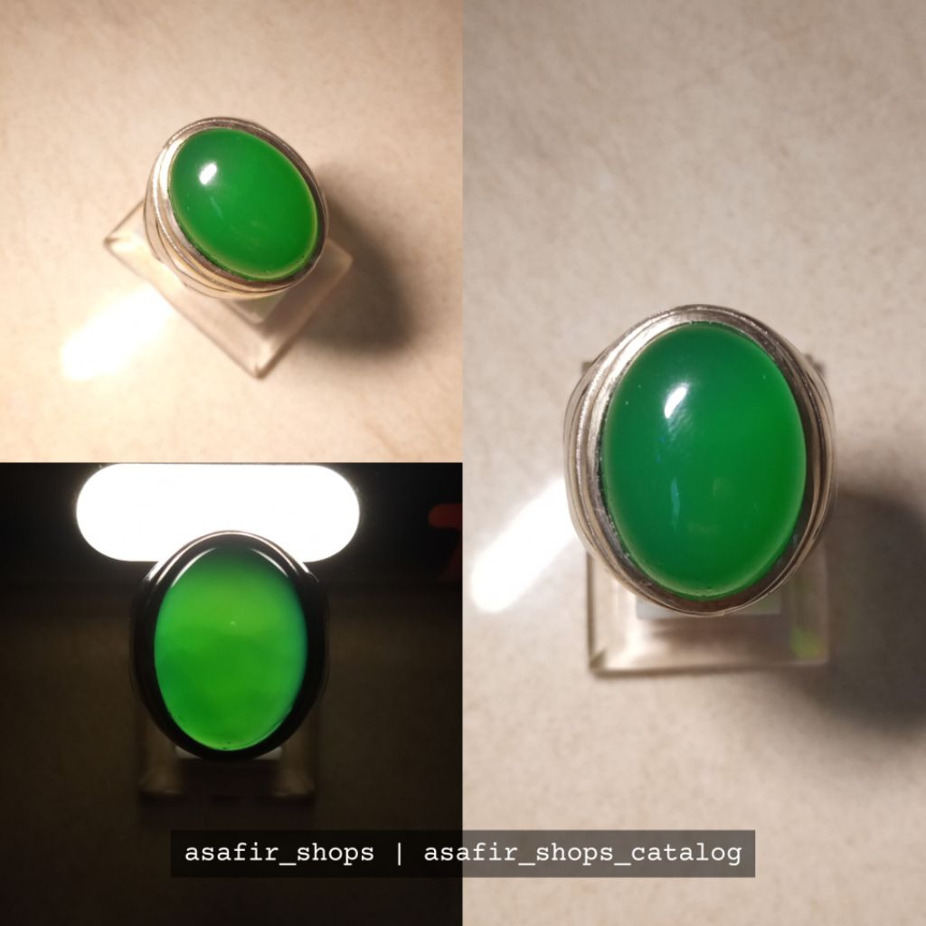 Natural Akik Garut Hijau Ring Minimalis Asli Alam