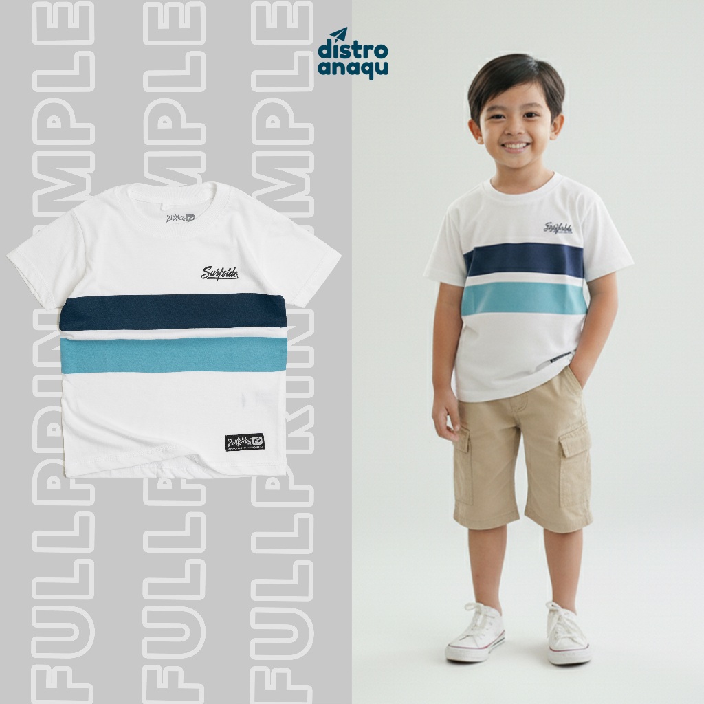 Kaos Anak Laki Laki 1-12 tahun model garis original SURFSIDE.IND