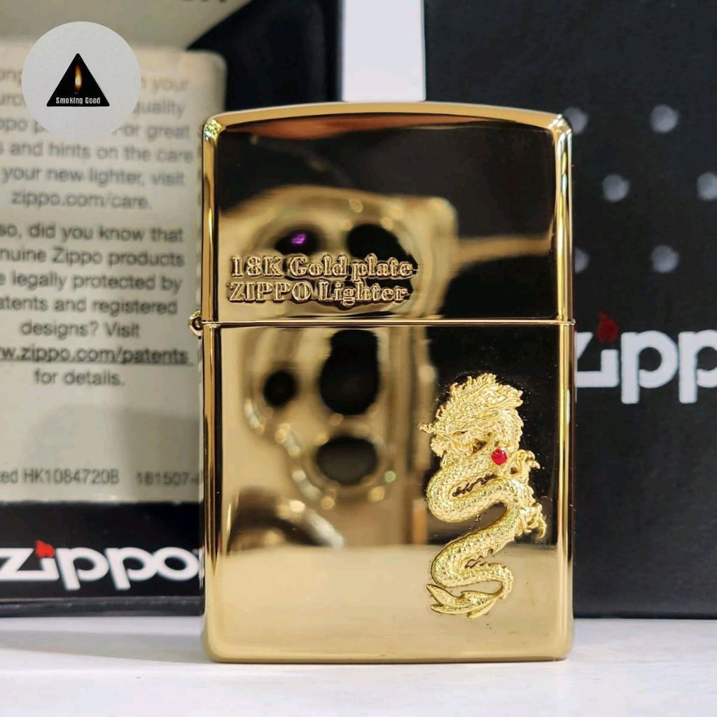 Original Zippo Dragon emblem Gold plated 18k