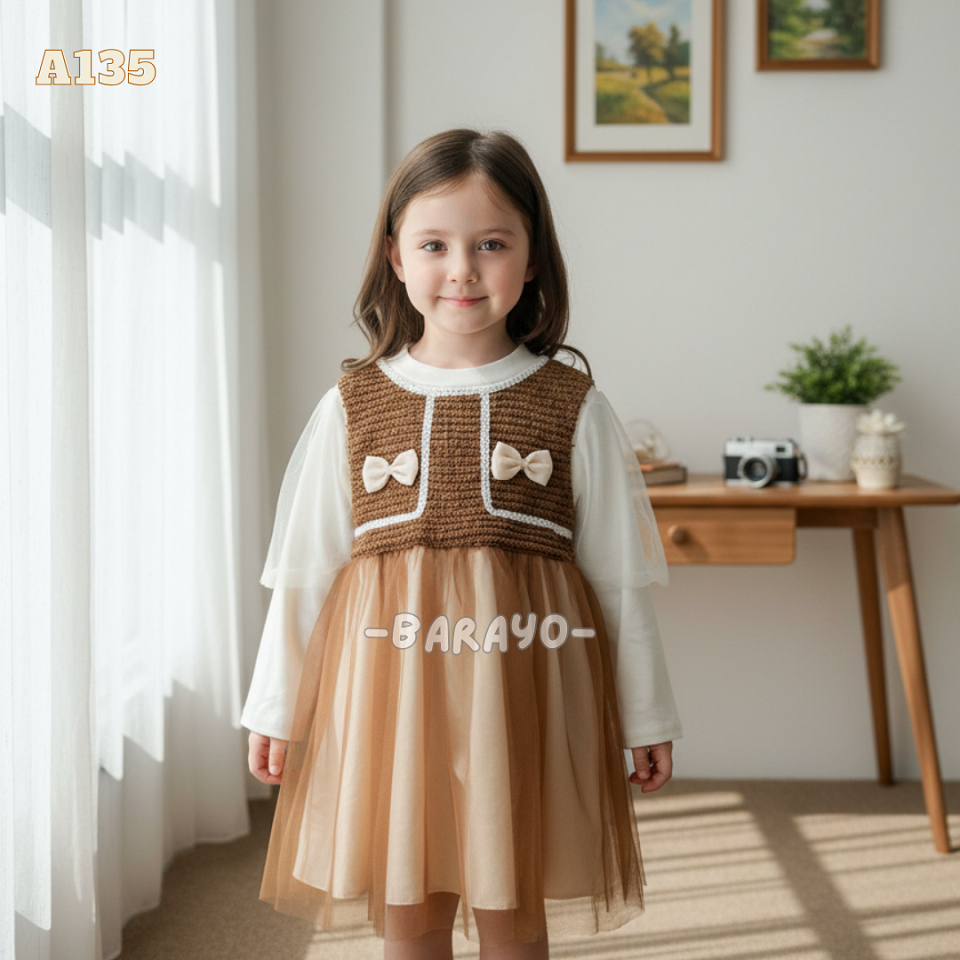 BISA COD A135 - DRESS ANAK PEREMPUAN - GAUN Pesta Lebaran MOCCA 1-4 Tahun