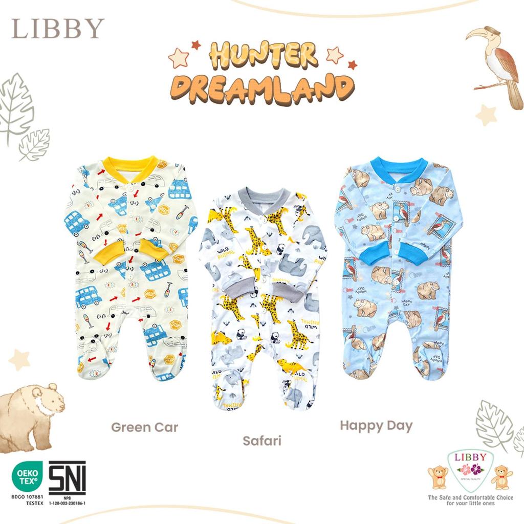 LIBBY JUMPER PANJANG BAYI DAN ANAK KAKI TERTUTUP 0-6 BULAN HUNTER DREAMLAND 3pcs