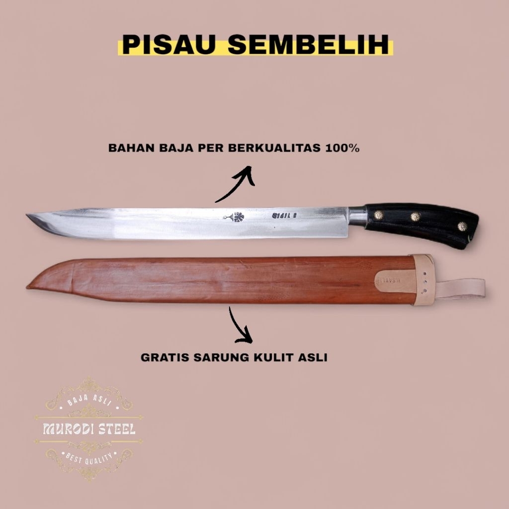 [MURODISTEEL] PISAU SEMBELIH SERBAGUNA ASLI OGAN ILIR PALEMBANG BAHAN BAJA PER BERKUALITAS 100%