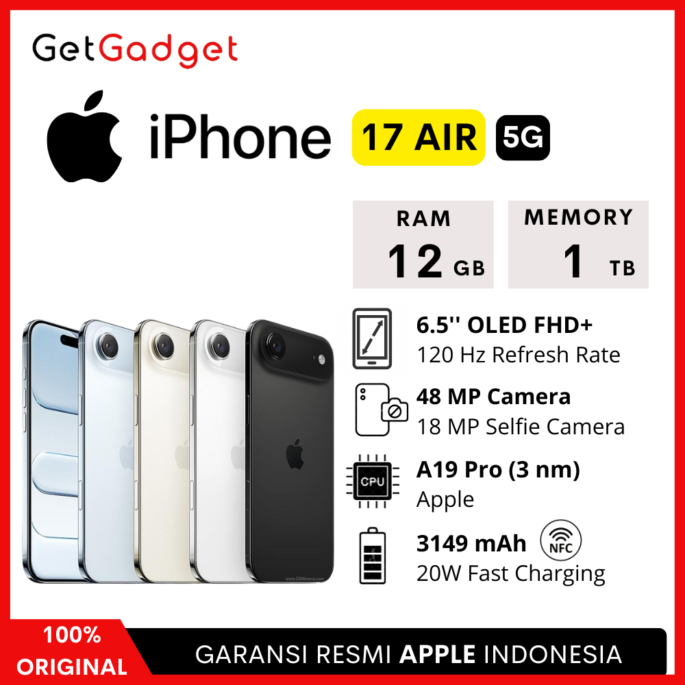 Apple iPhone 17 Air - 256GB 512GB 1TB - New Baru Original Garansi Resmi Indonesia GDN iBox