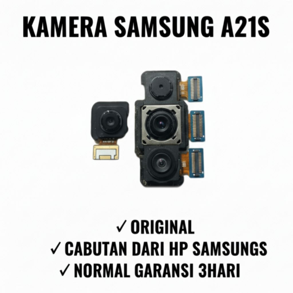 Modul Kamera Belakang Triple dan Kamera Selfie Depan Samsung A21S Original Copotan