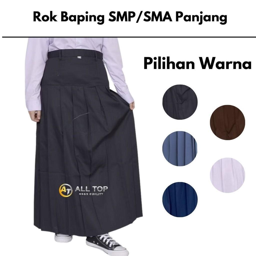 Rok Rempel PINGGANG BAWAH BAPING Turun Pinggang Seragam Sekolah Kerja Hitam Putih Coklat Pramuka Abu