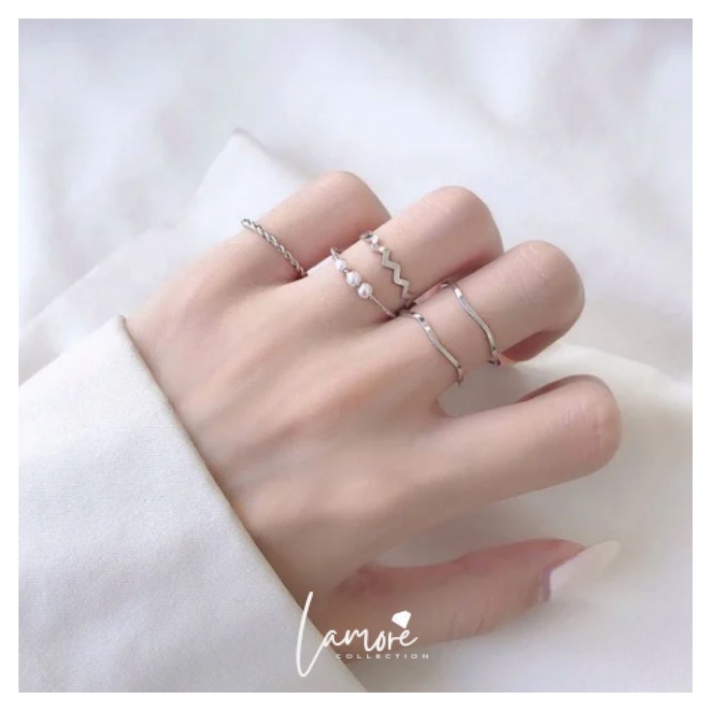 LAMORE |CN1-01 CINCIN JIJI 5IN1 SET CINCIN MODEL KOREA SIMPLE CINCIN WANITA CEWEK KOREAN LOOK KALCER