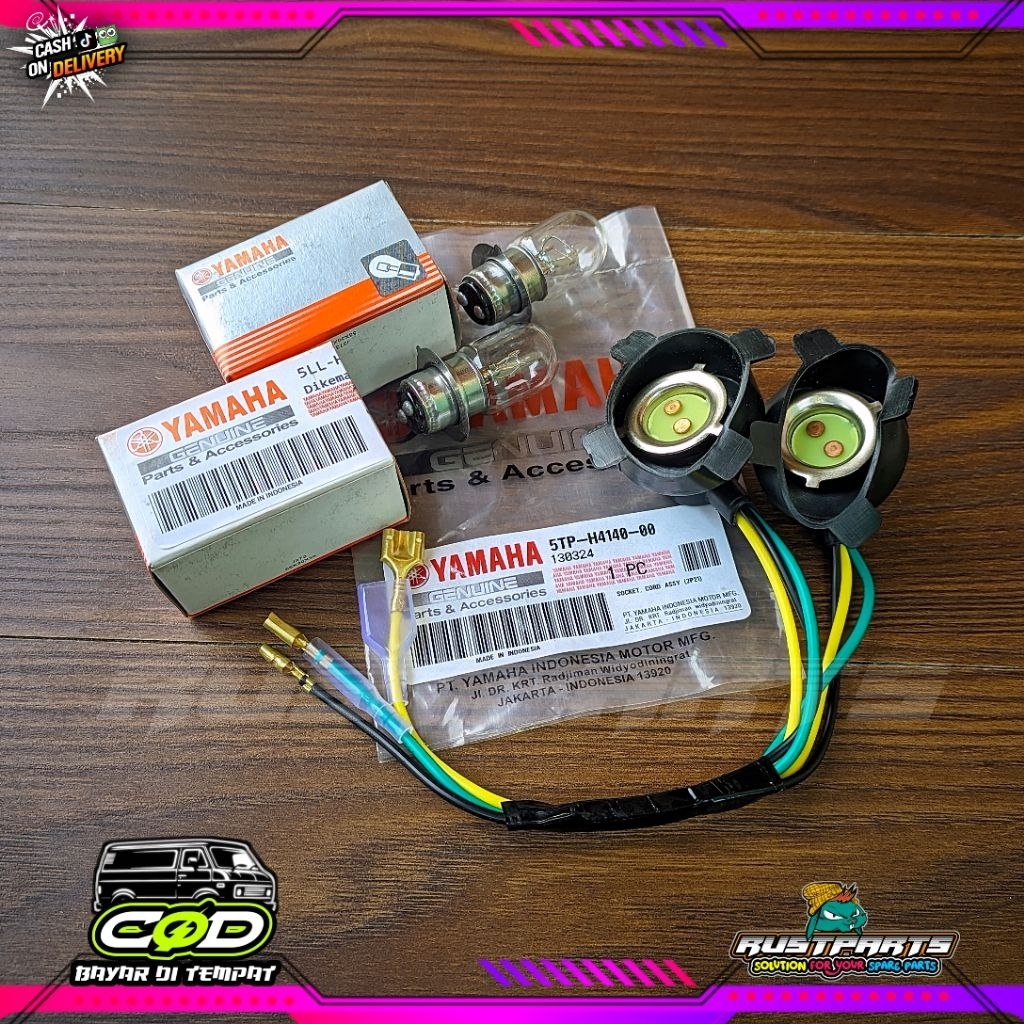 BOHLAM DAN FITING KABEL SOKET LAMPU DEPAN YAMAHA JUPITER Z 110 5TP/BOHLAM LAMPU DEPAN JUPITER Z BURH