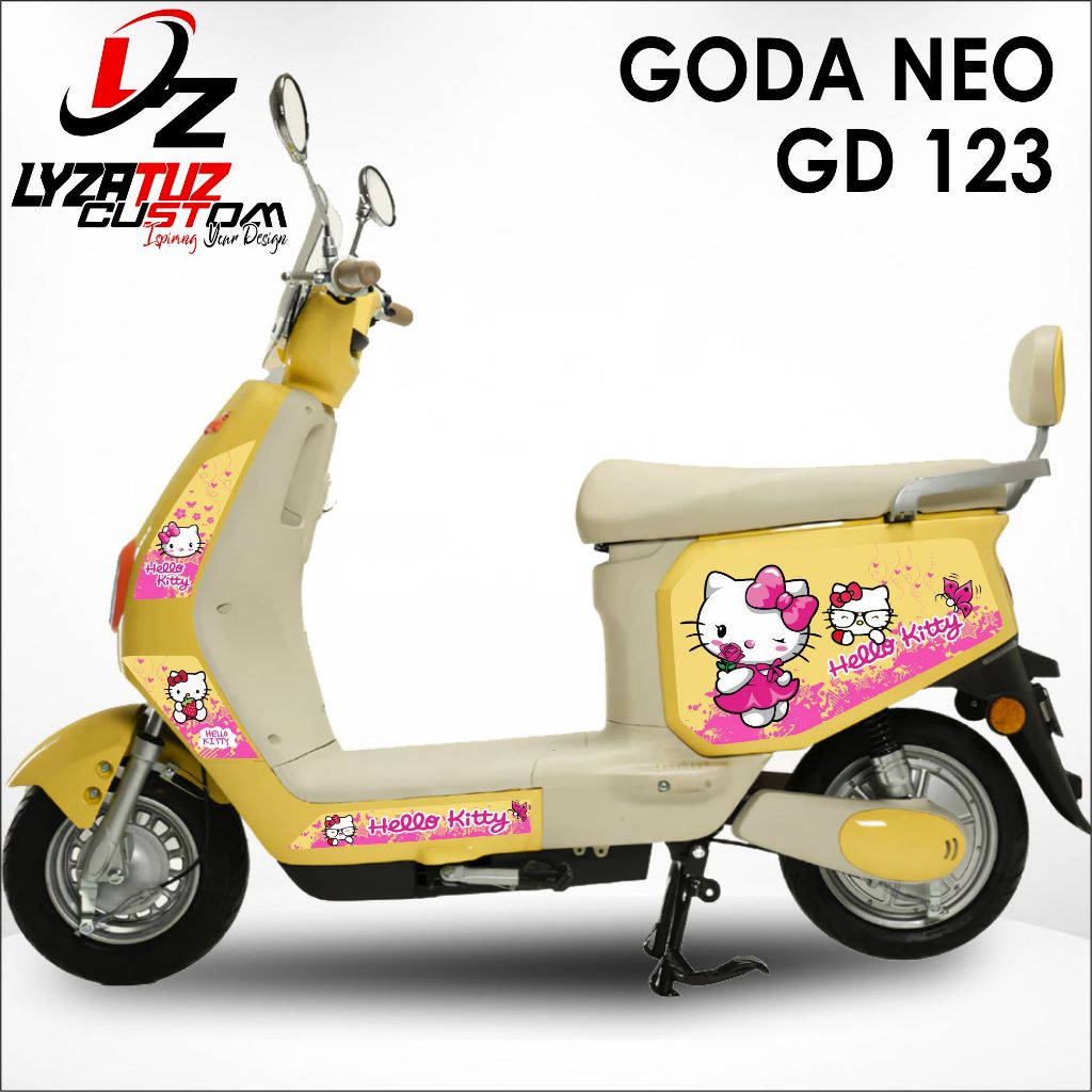 STIKER STRIPING SEPEDA LISTRIK GODA NEO GD123 STICKER HELLO KITTY LUCU