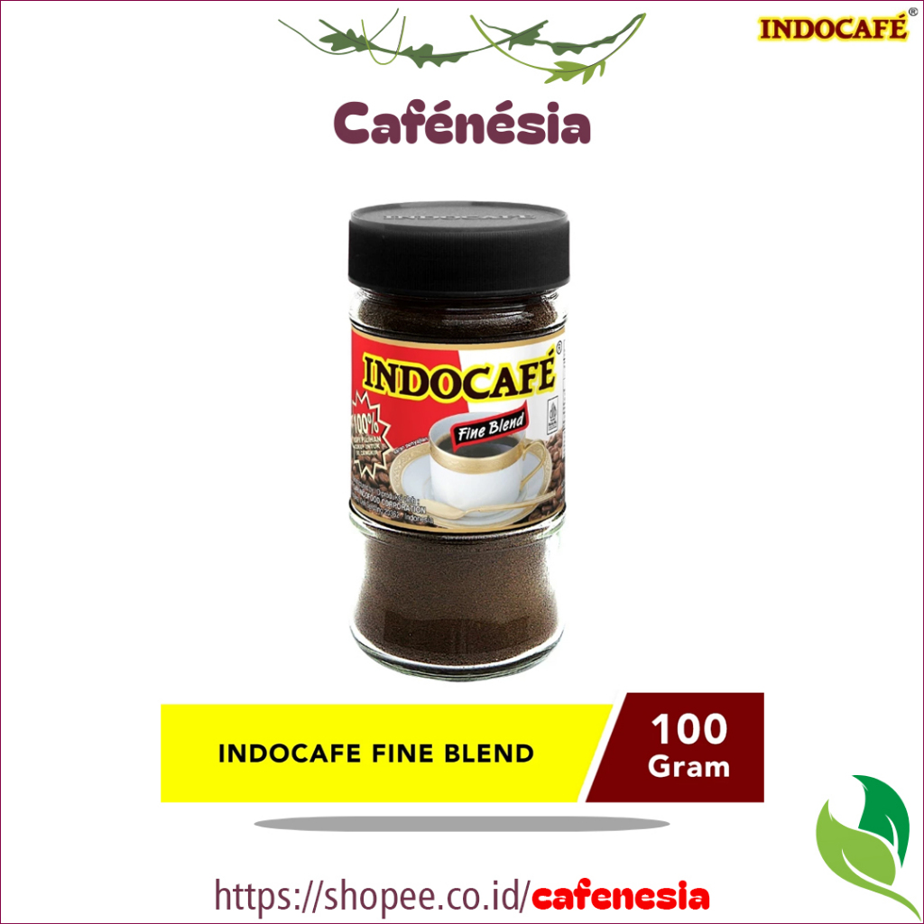 Indocafe Fine Blend 100gr Kemasan Jar | Kopi Bubuk HItam Tanpa Ampas