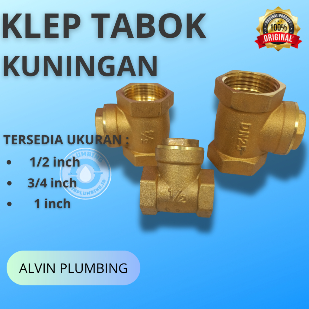 Swing check valve 1" inch Material brass | Klep tabok Kuningan 1" | SR Sambungan Rumah pdam pam