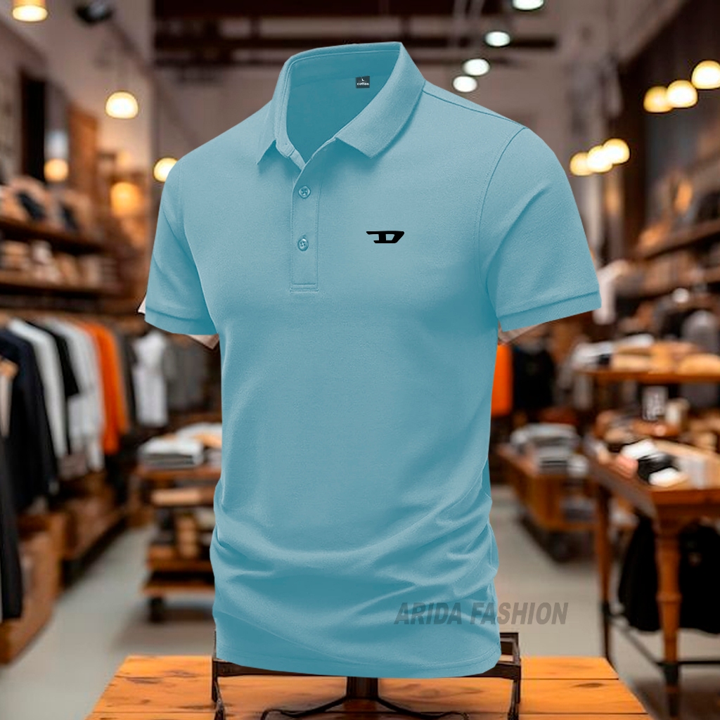 COD T-shrit POLO kerah Pria/Wanita D.esel Text Hitam Kaos Kerah Dewasa Shirt / Kaos Wangki Pria Polo