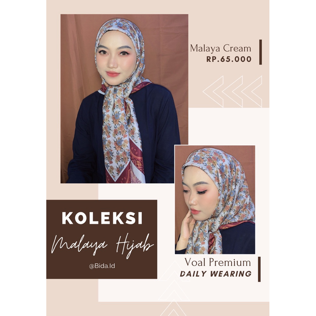 Malaya Hijab - Voal Premium Motif Cream