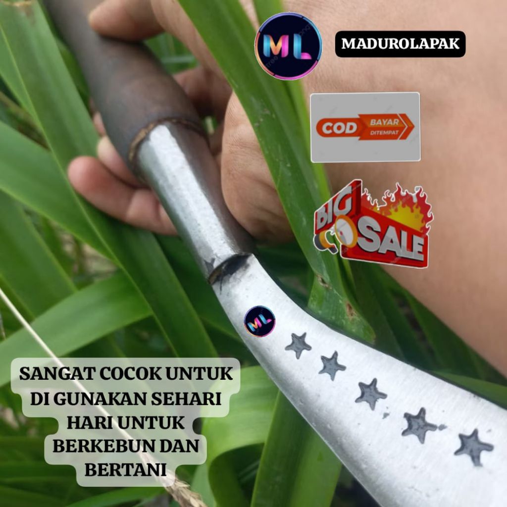 Arit rumput asli baja sepuhan ori lima bintang alat berkebun dan taman