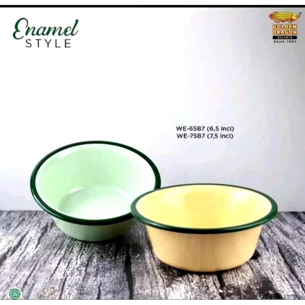 Mangkok Bulat Enamel 7,5 inch Golden Dragon WE-75B7