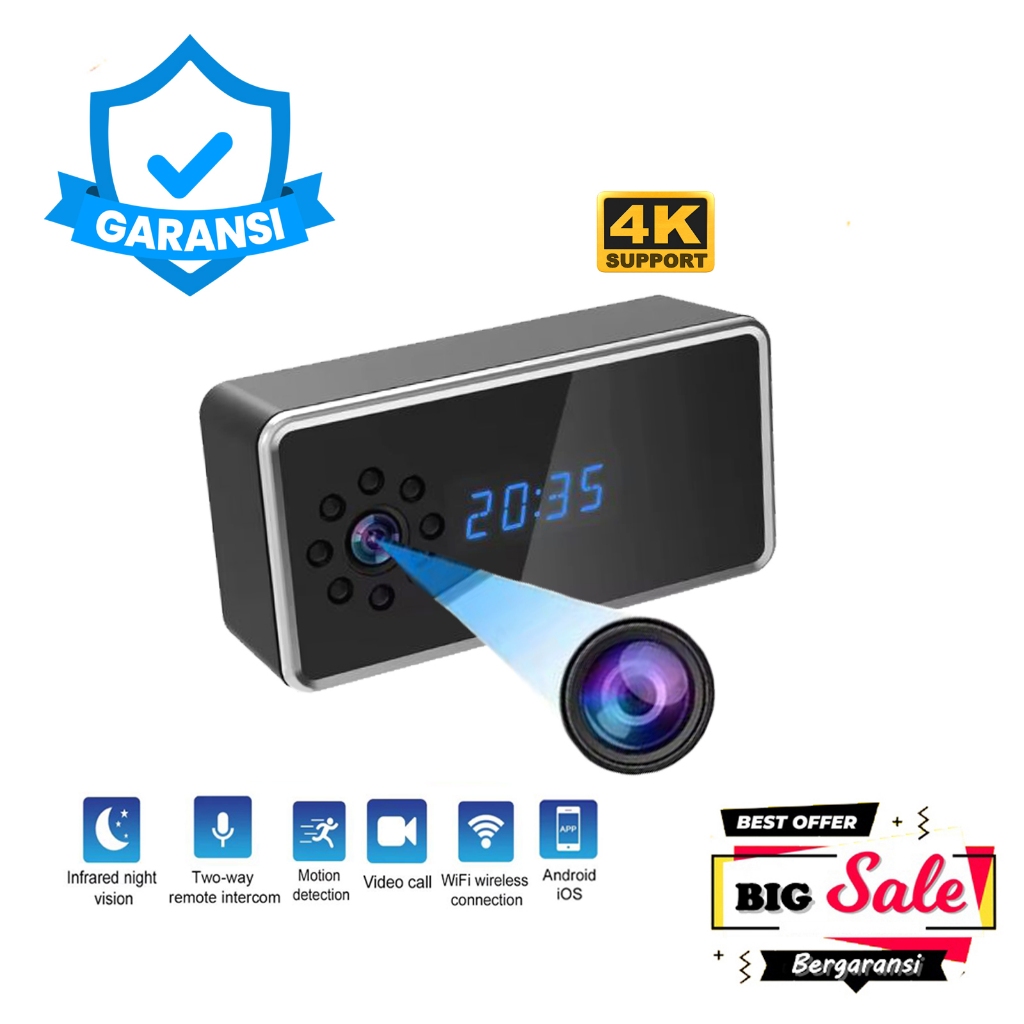 Jam meja Kamera CCTV Wifi 4K Original / Spycam Jam Meja Bergaransi / Ipcam wifi / Kamera wireless Mi