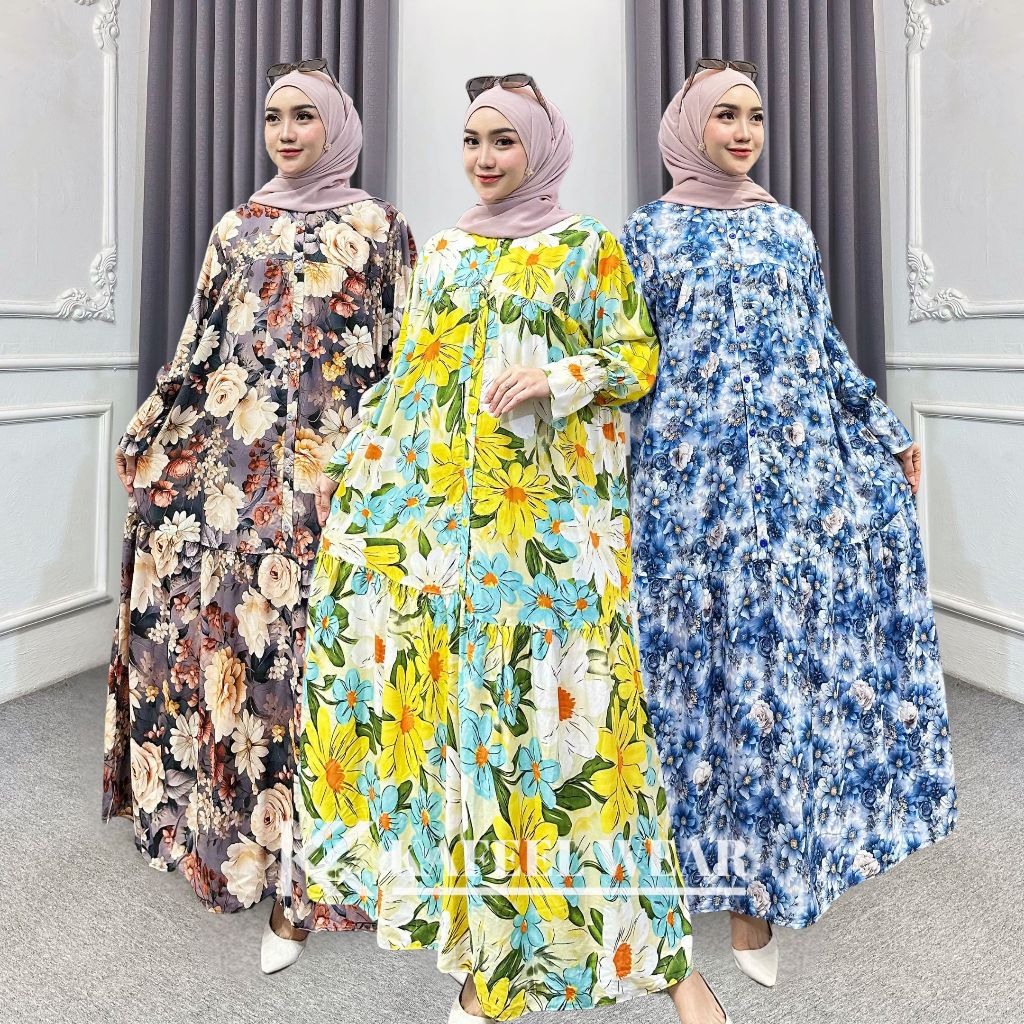Gamis Arsyila Gamis Lengan Balon Gamis Rayon Premium Lengan Smok