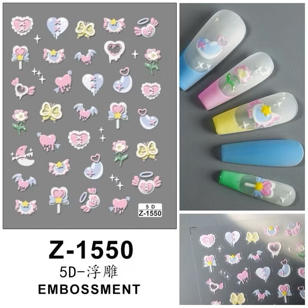 ( XB 7 ) Nail Sticker Emboss 5D Cartoon / Sticker Kuku 5D Emboss / Sticker Kuku CNY / Sticker Kuku I