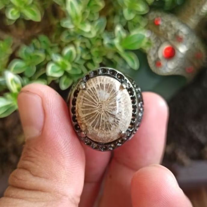 Natural cincin batu teratai tunggal Kembang teratai tunggal Natural