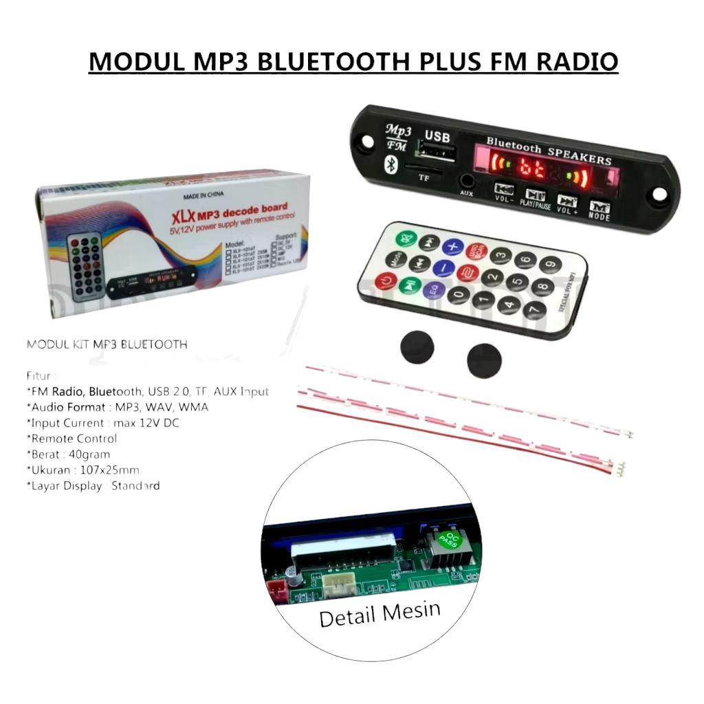 MODUL MP3 BLUETOOTH PLUS FM RADIO / KIT MODUL MP3 BT KIT MP3 KIT PEMUTAR LAGU MP3 USB PLAYER BLUETOO