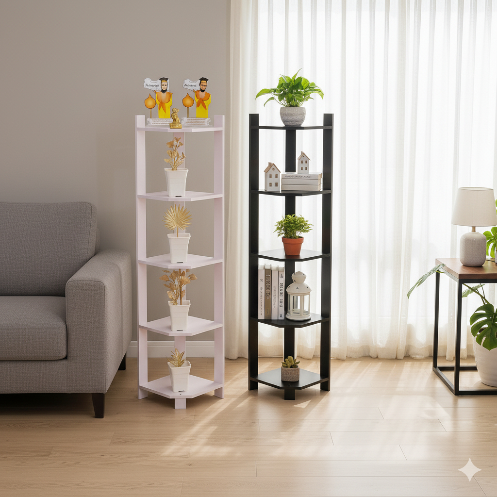 Rak Bunga Sudut 5 Susun/Rak Bunga Pojok Lantai/Rak Bunga Kayu Tinggi 120 cm