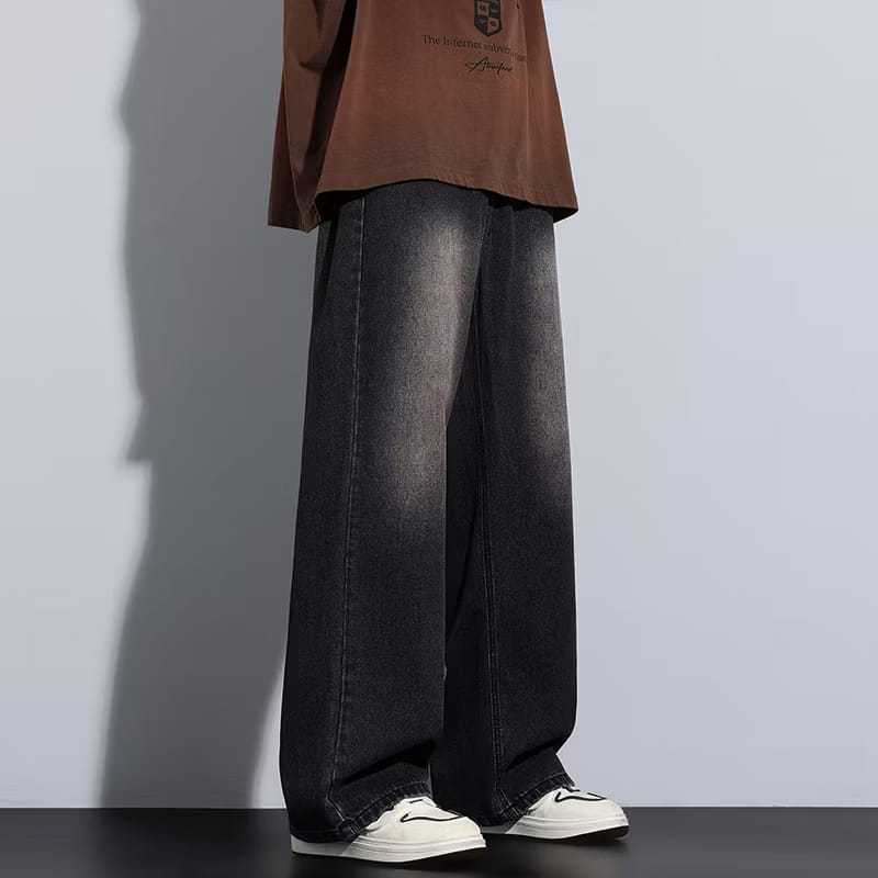 Celana Jeans Wide Leg Pria Loose Pant - Celana Jeans Washed Loose Pant Pria