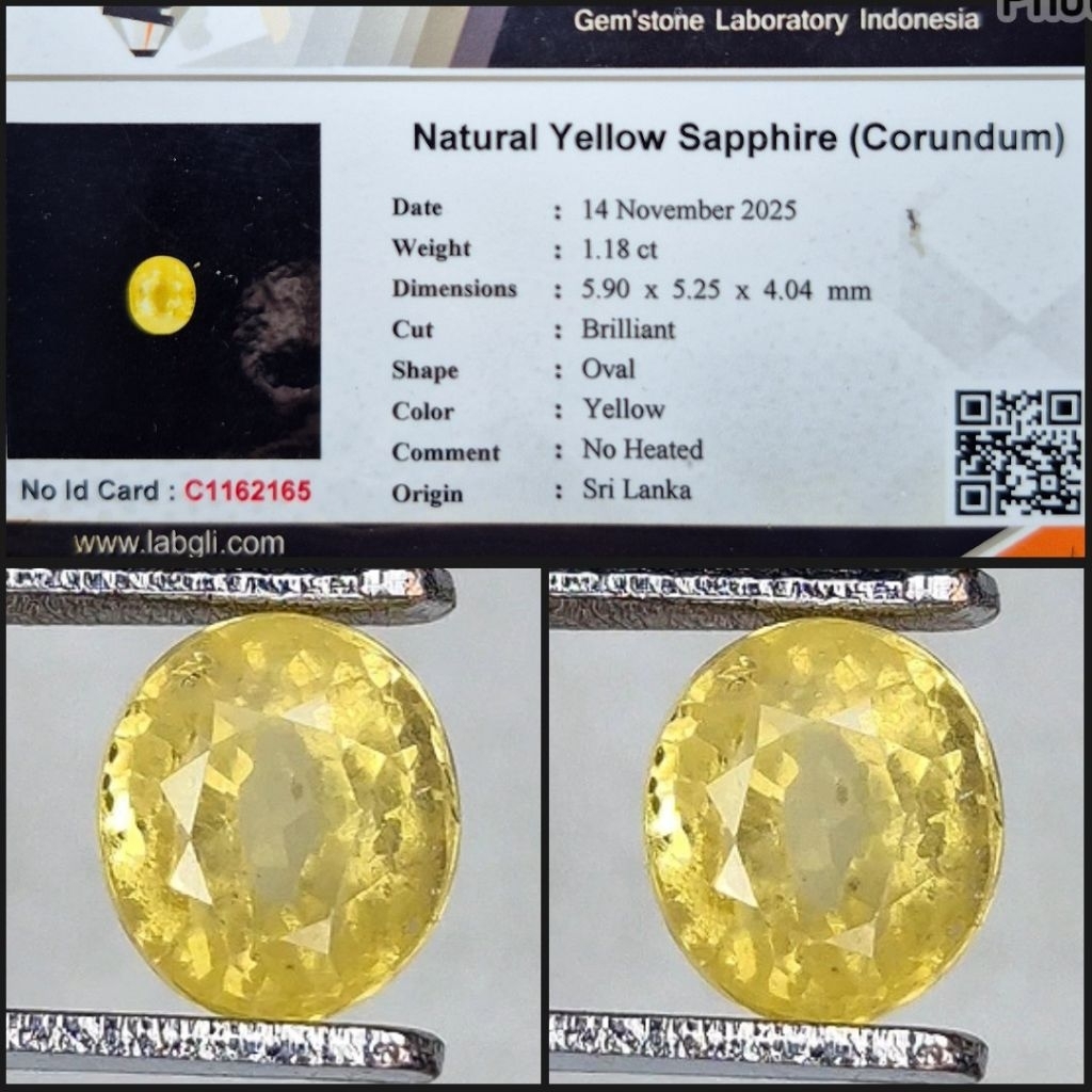 Yellow Sapphire Srilanka NoHeated Natural Yakut Ceylon No Heated NTE vivid Clean Memo Lab