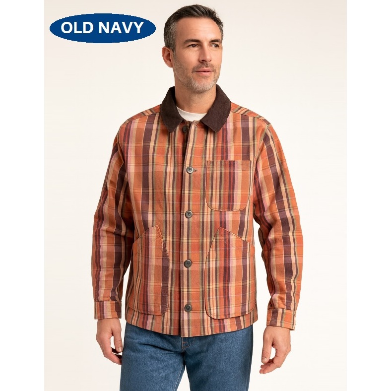 Jaket Pria Old Navy Plaid Tartan Vintage
